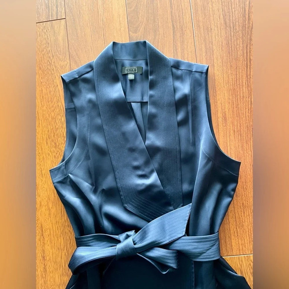 AYR perch wrap satin dress in deep marine 10 - Picture 3 of 16